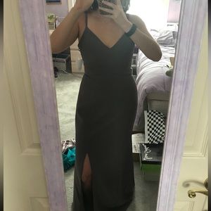 NWT Dessy Gray V-Neck Dress